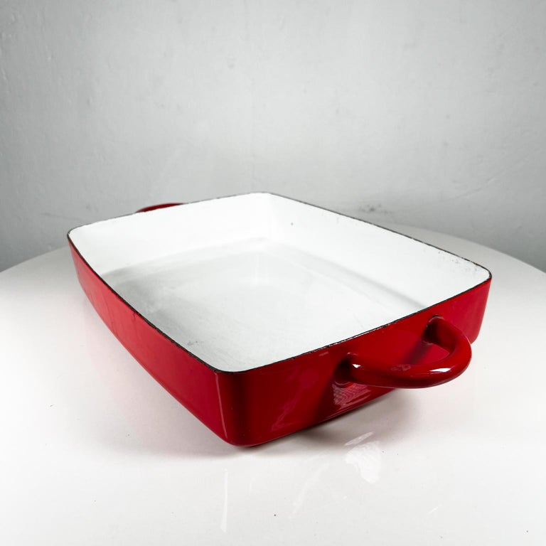 1960s Dansk International Baking Dish Red Enamelware Casserole