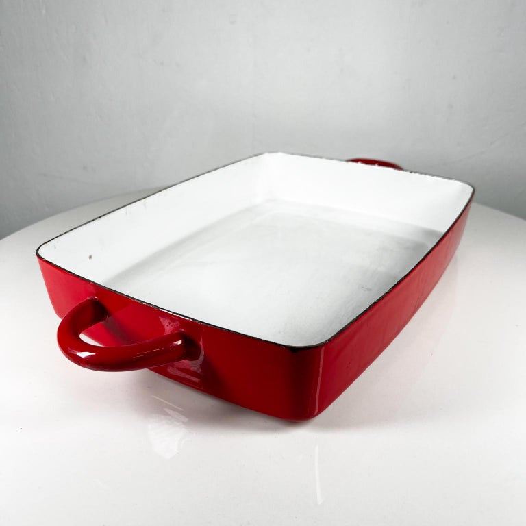 1960s Dansk International Baking Dish Red Enamelware Casserole