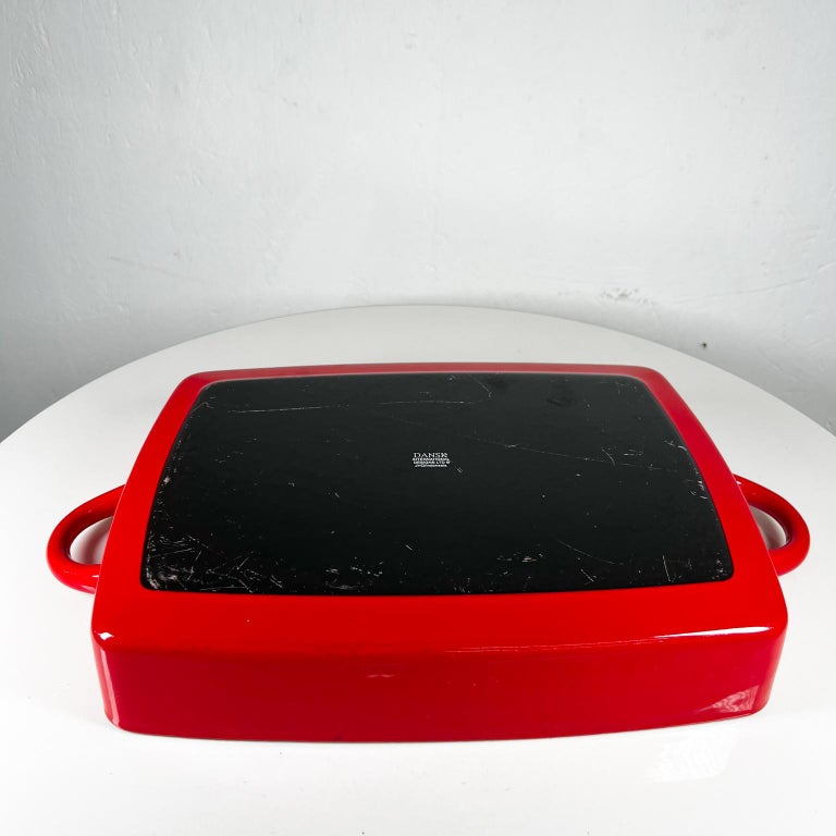 1960s Dansk International Baking Dish Red Enamelware Casserole