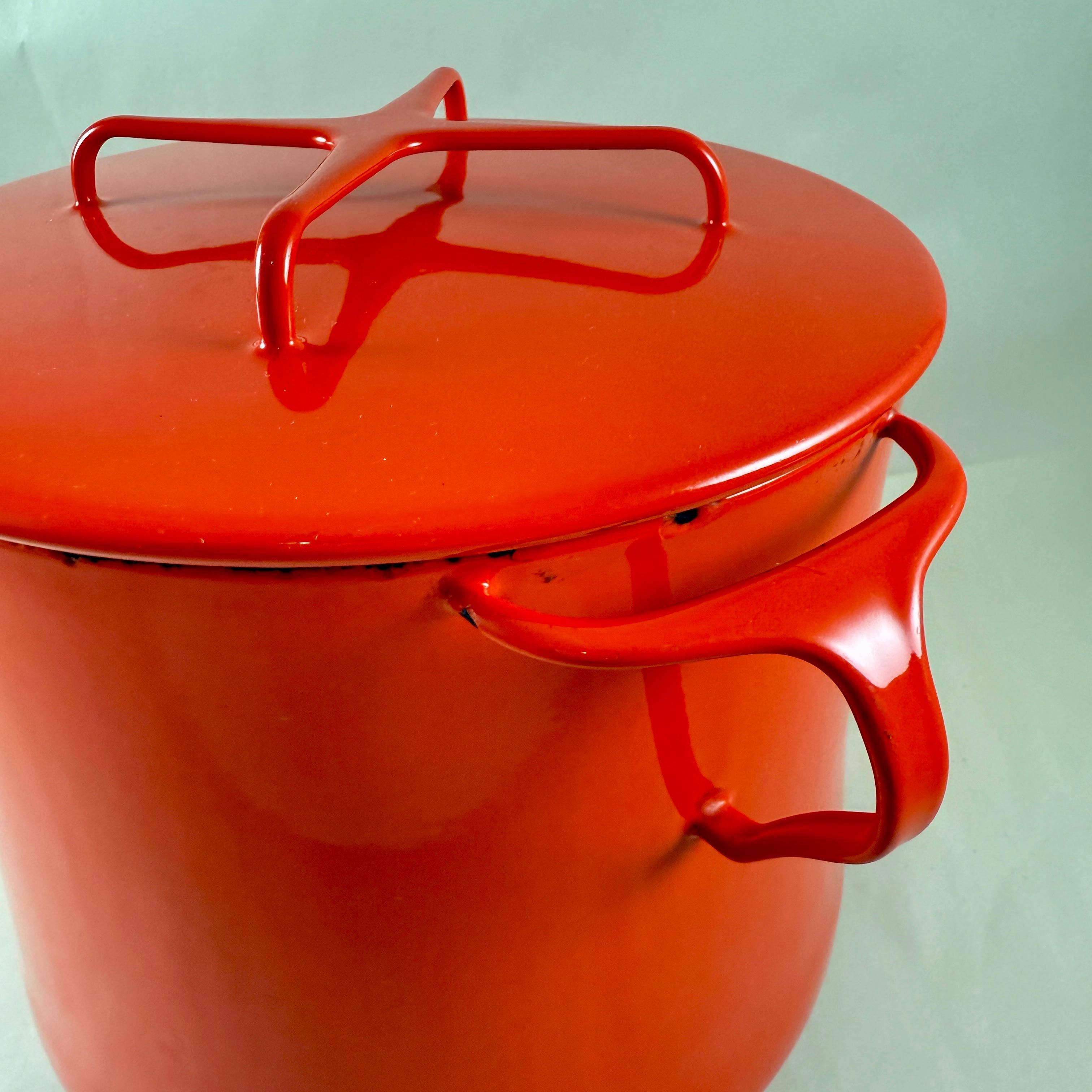 Mid-20th Century 1960s Dansk Kobenstyle Red 8 Qt Enamel on Steel Stock Pot For Sale