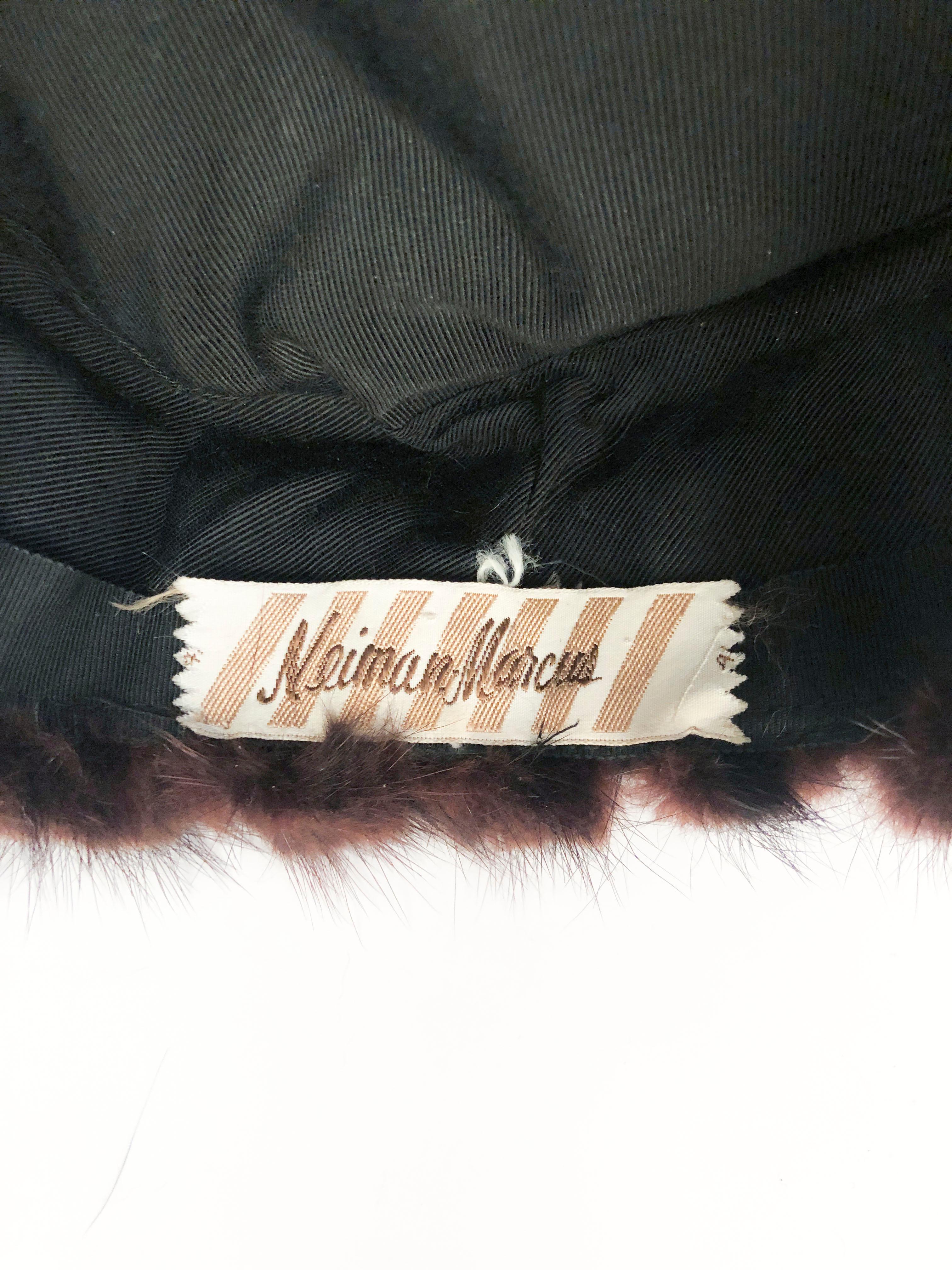 1960s Dark Brown Mink Pillbox Hat In Good Condition In San Francisco, CA