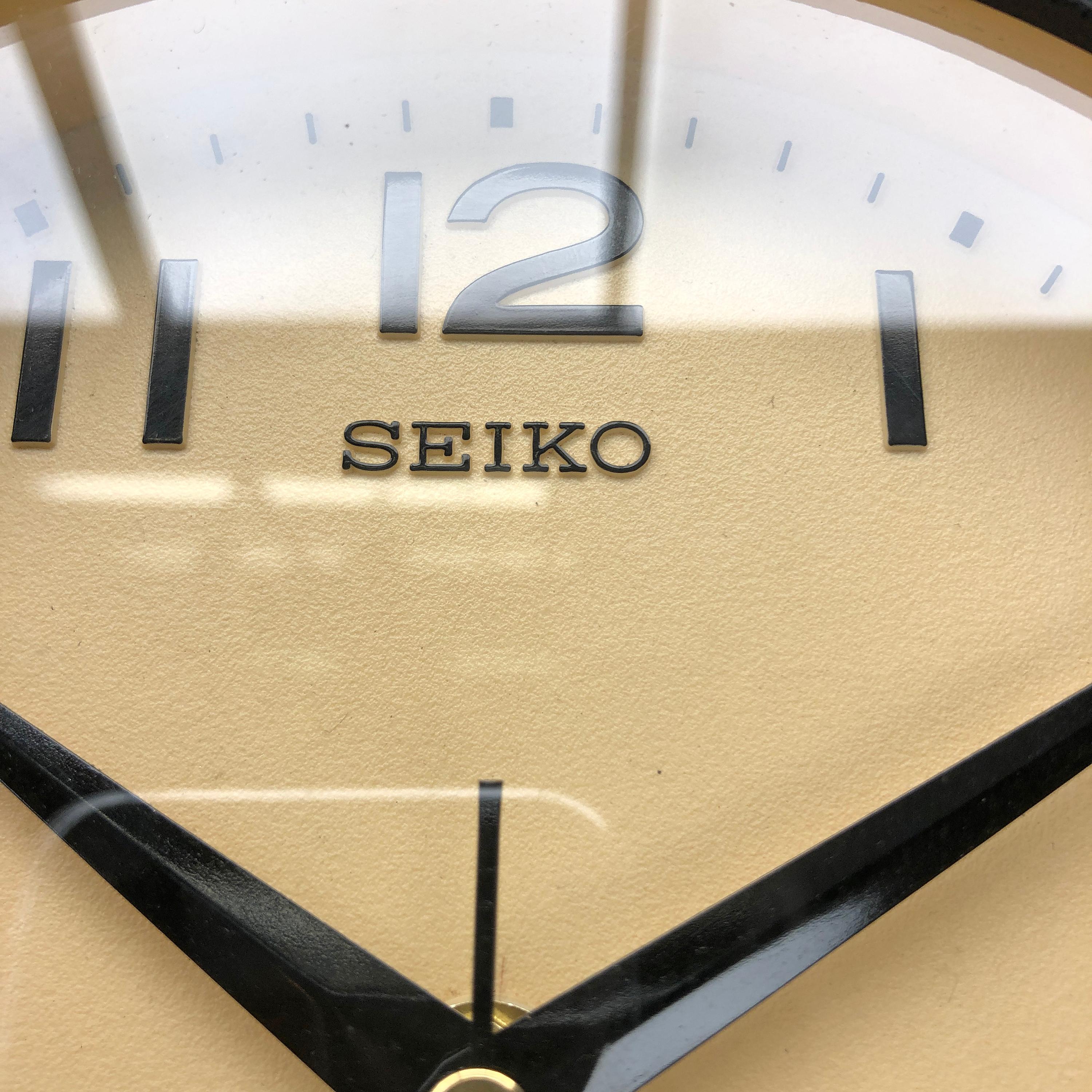 Japanese 1960s Dark Green Retro Seiko Vintage Industrial Antique Steel Quartz Wall Clock