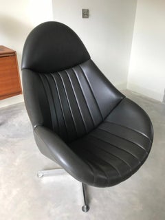 1980's Vintage Retro Dark grey / black Rohe Noorwolde Leather egg chair