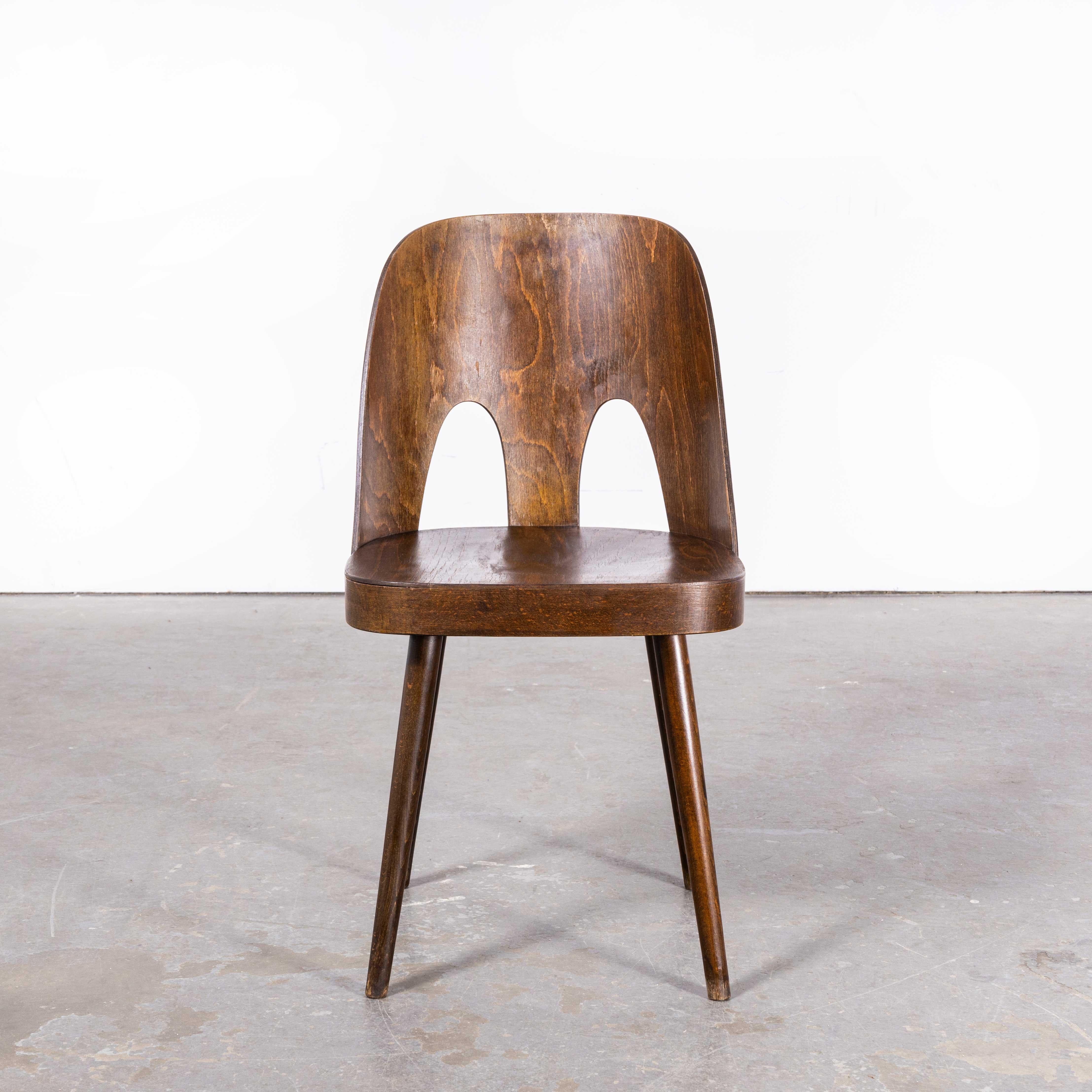 1960’s Dark Oak Dining Chair By Antonin Suman For Ton – Double Vent.
1960’s Dark Oak Dining Chair By Antonin Suman For Ton – Double Vent. Antonin Suman joined Thonet in 1949 and later moved to the Thonet offshoot Ton when the firms split during the