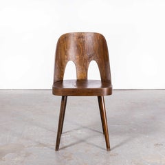 1960's Dark Oak Dining Chair by Antonin Suman For Ton - Double Vent