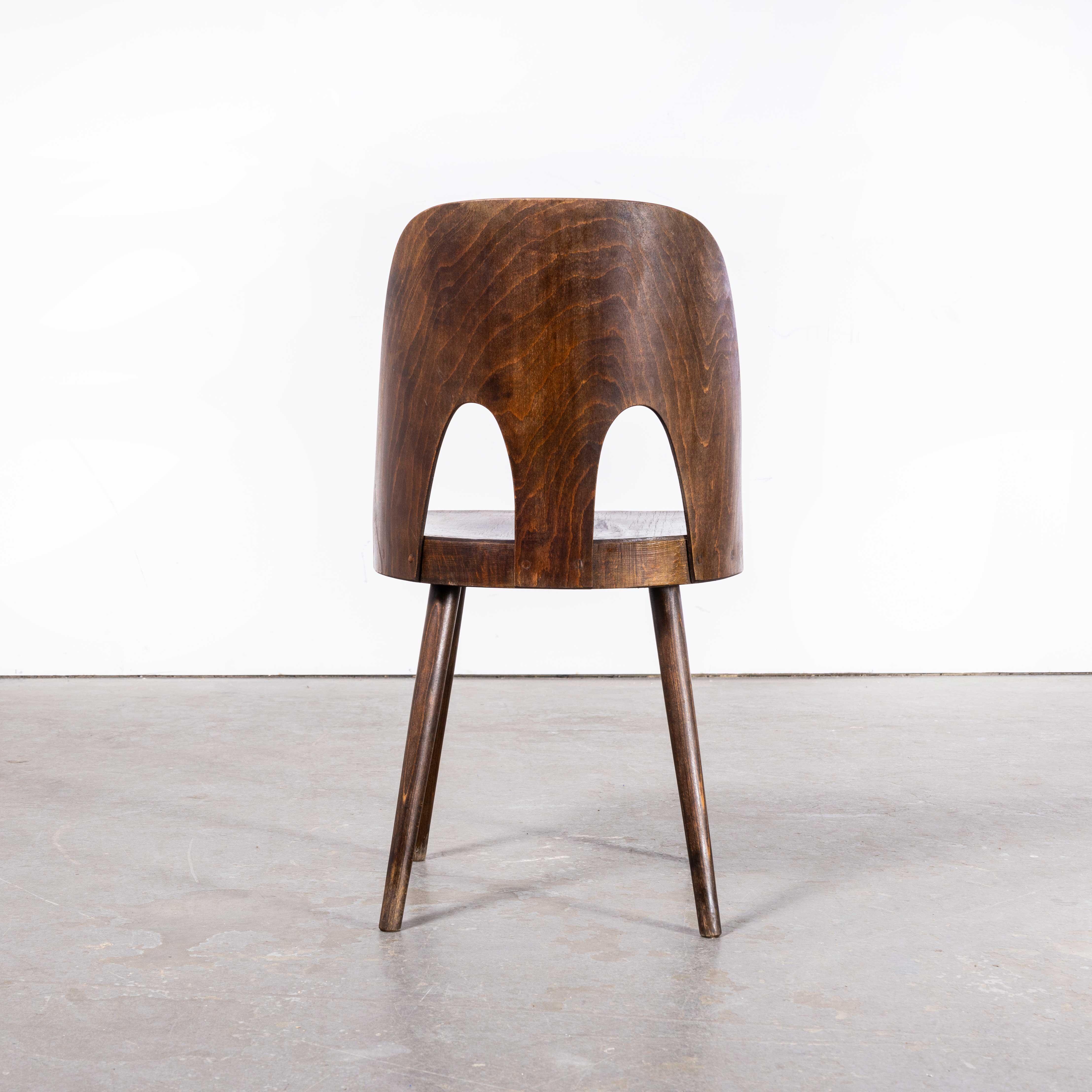 Czech 1960's Dark Oak Dining Chair by Antonin Suman For Ton - Double Vent For Sale