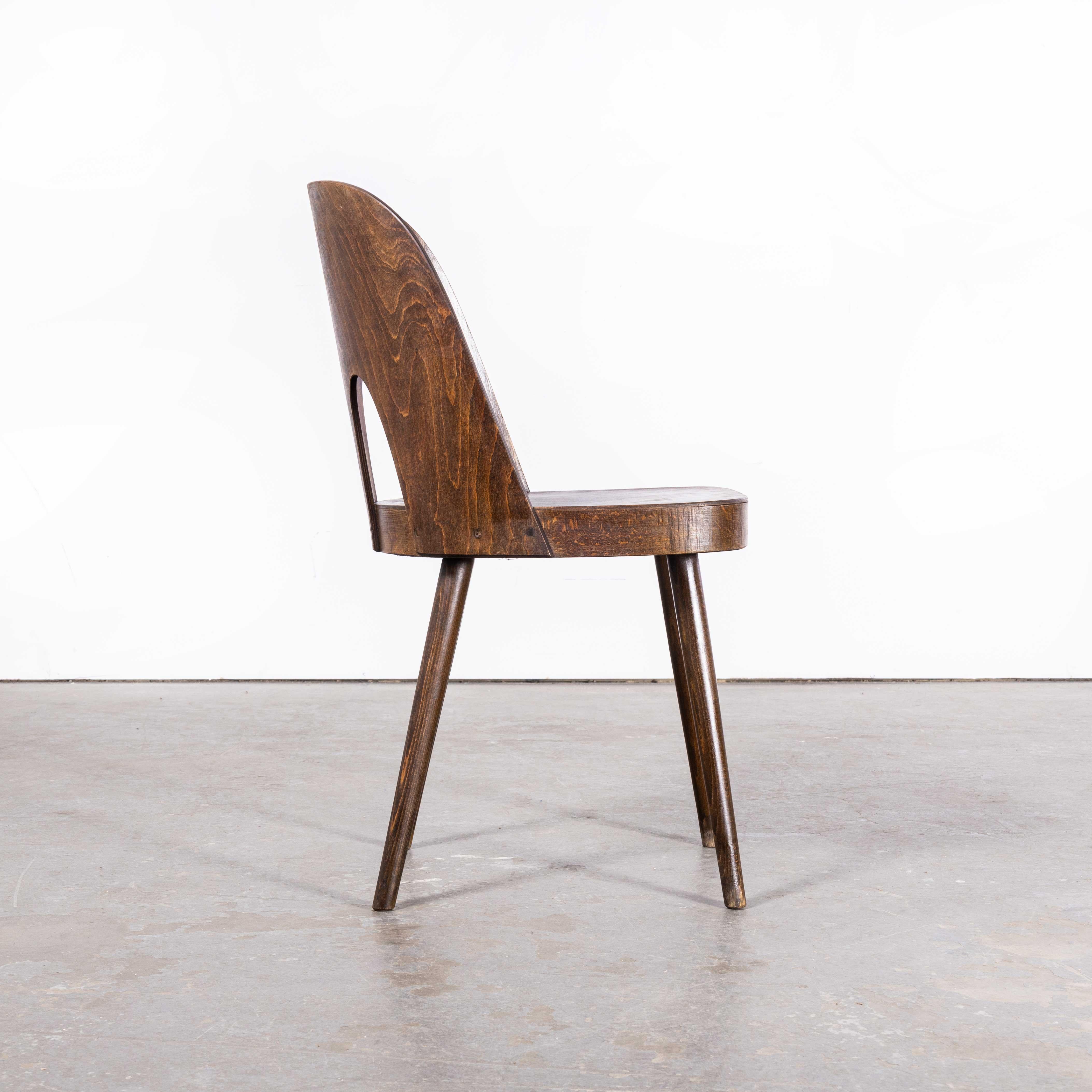 1960's Dark Oak Dining Chair by Antonin Suman For Ton - Double Vent For Sale 1