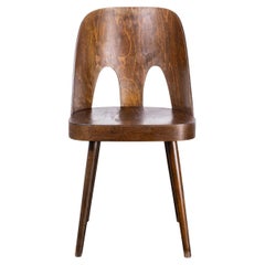 Retro 1960's Dark Oak Dining Chair by Antonin Suman For Ton - Double Vent