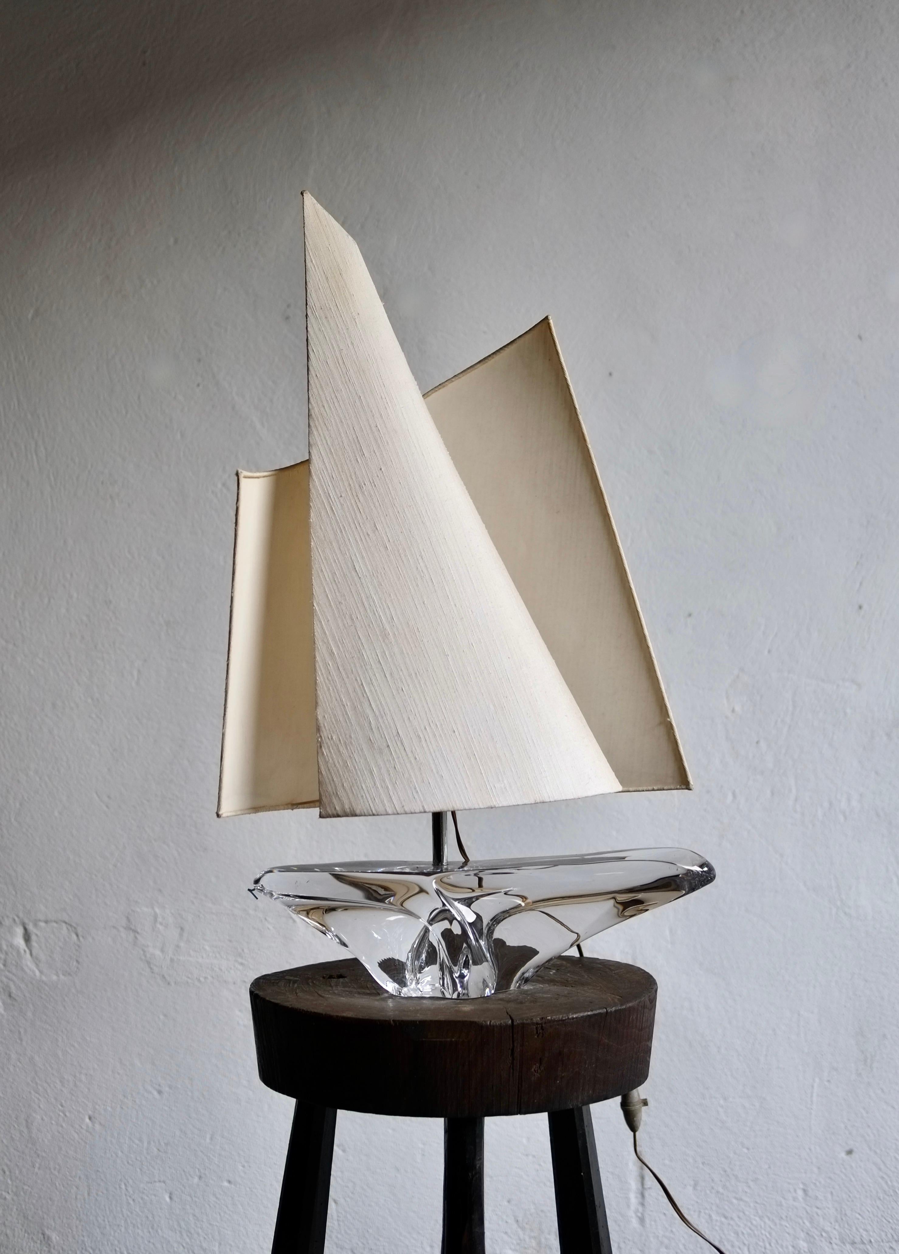 1960's Daum Crystal Sailboat Lamp 5