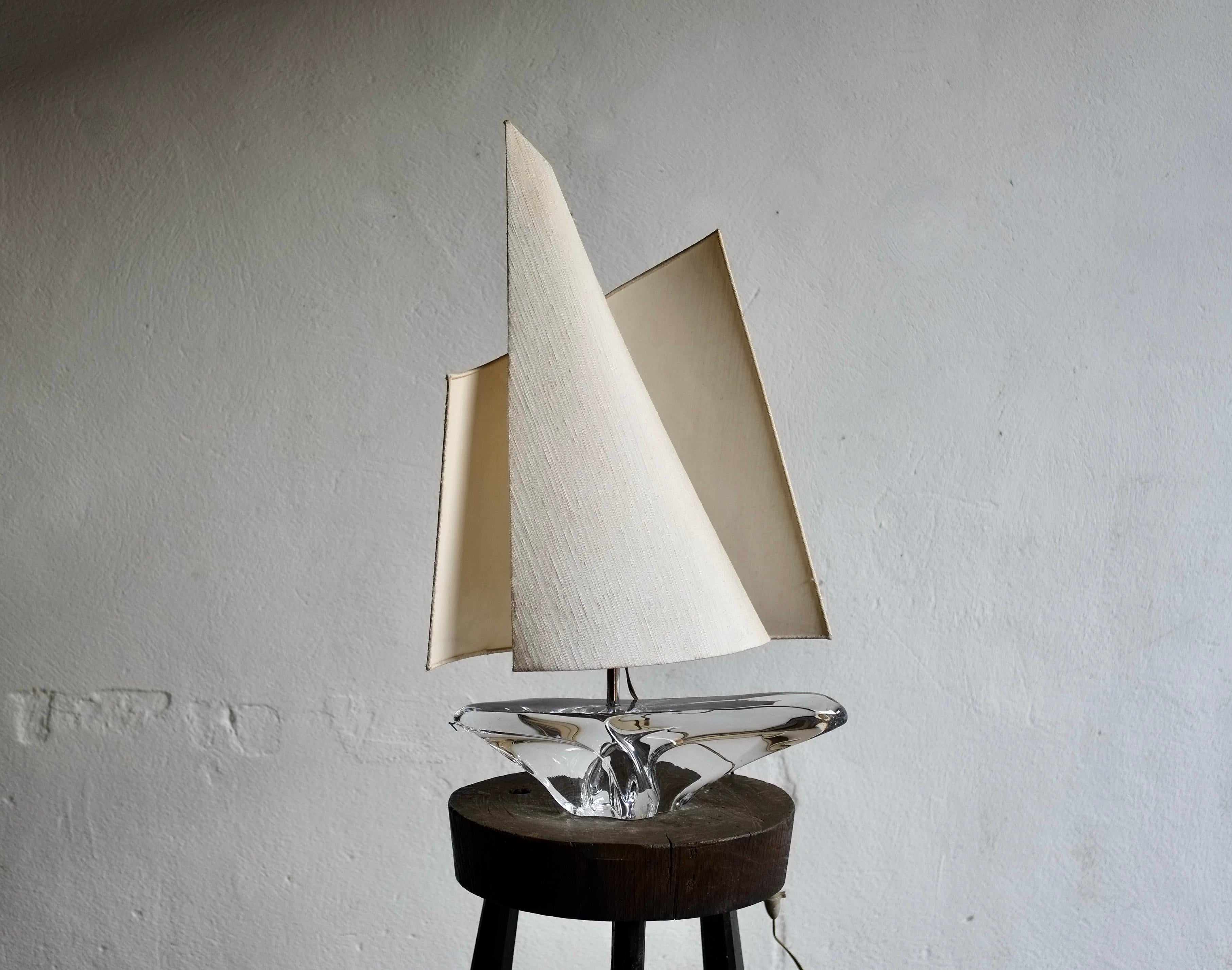 1960's Daum Crystal Sailboat Lamp 6