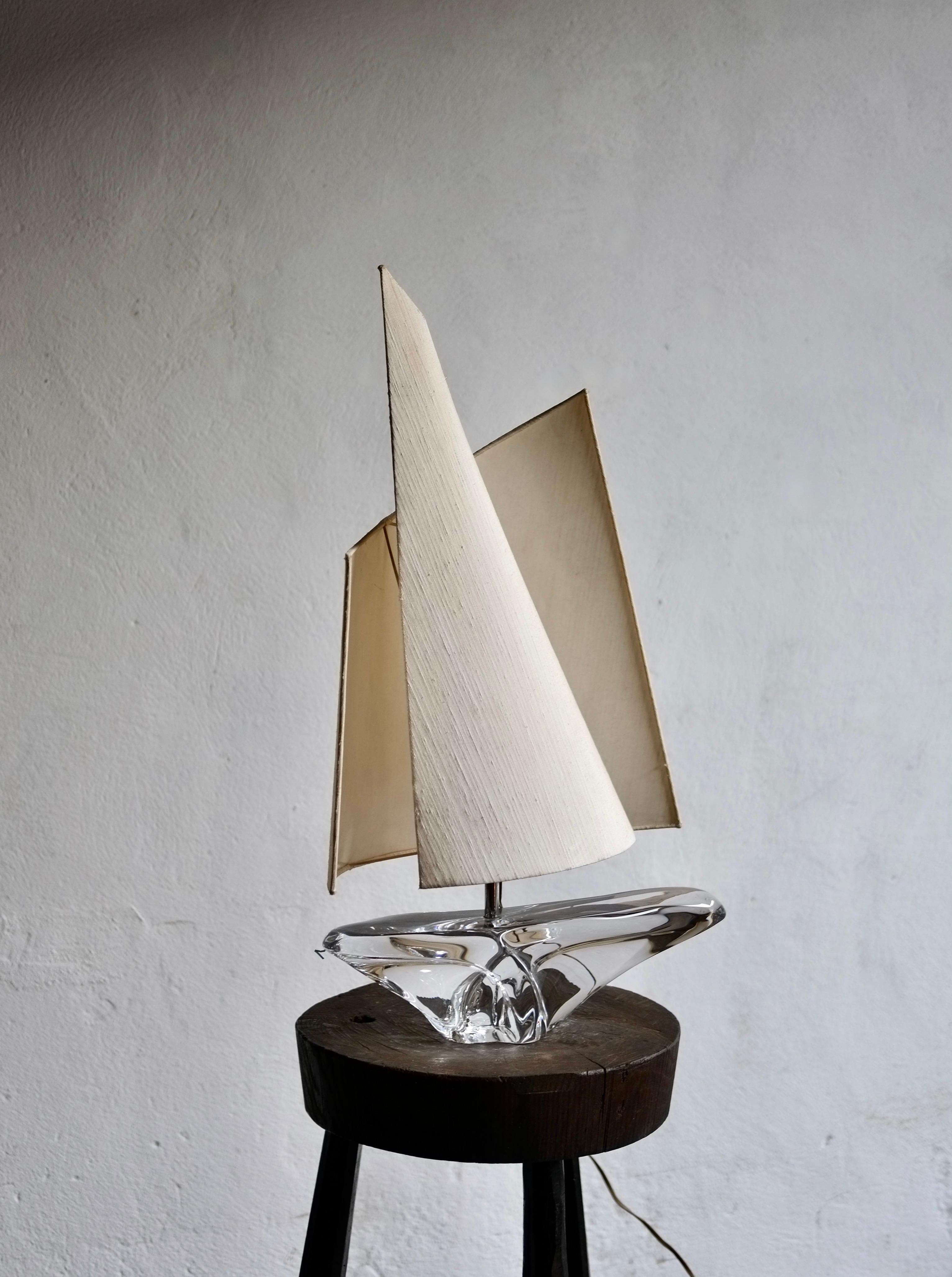 1960's Daum Crystal Sailboat Lamp 7