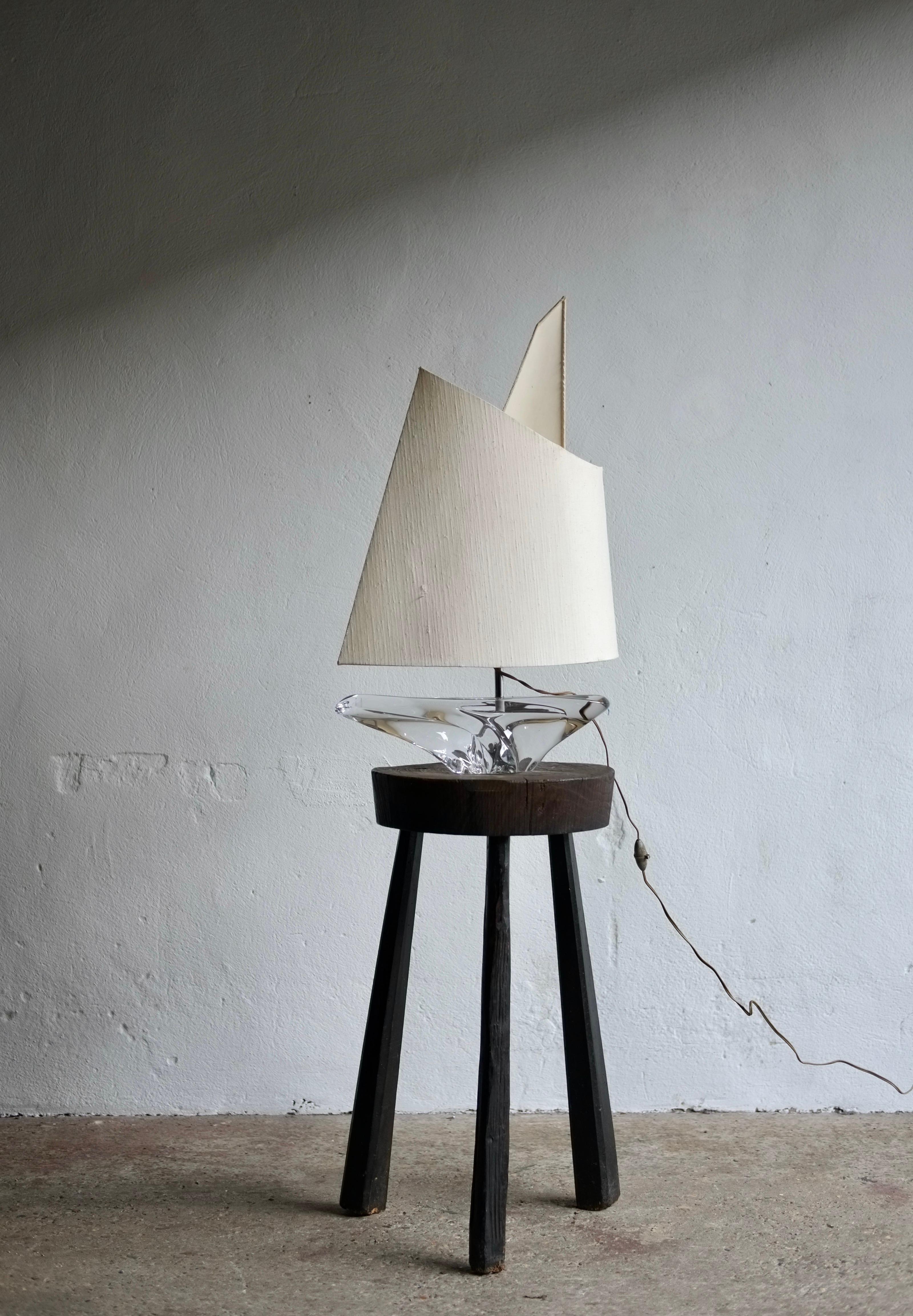 1960's Daum Crystal Sailboat Lamp 1