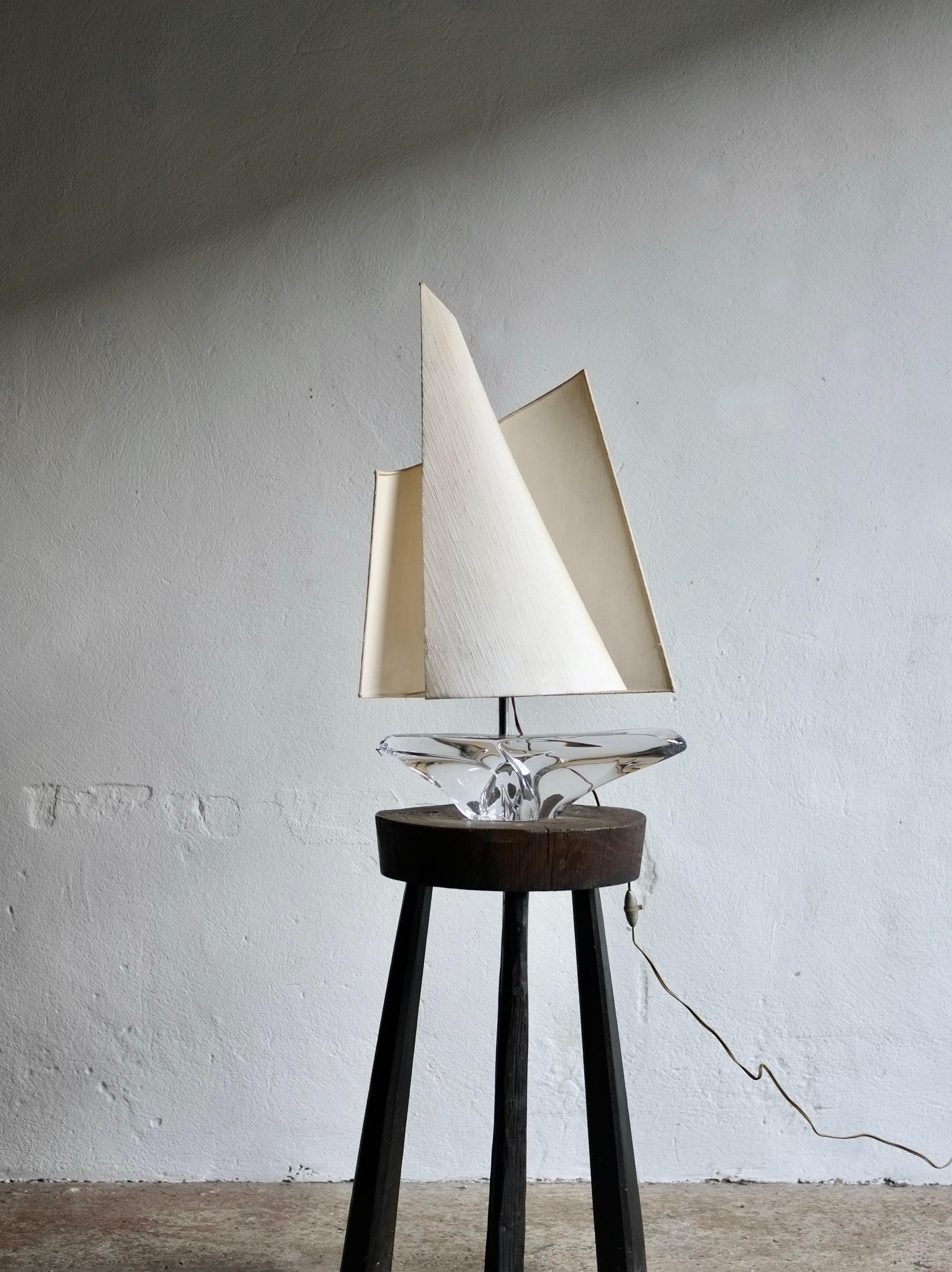 1960's Daum Crystal Sailboat Lamp 4