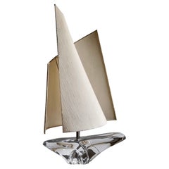 1960's Daum Crystal Sailboat Lamp