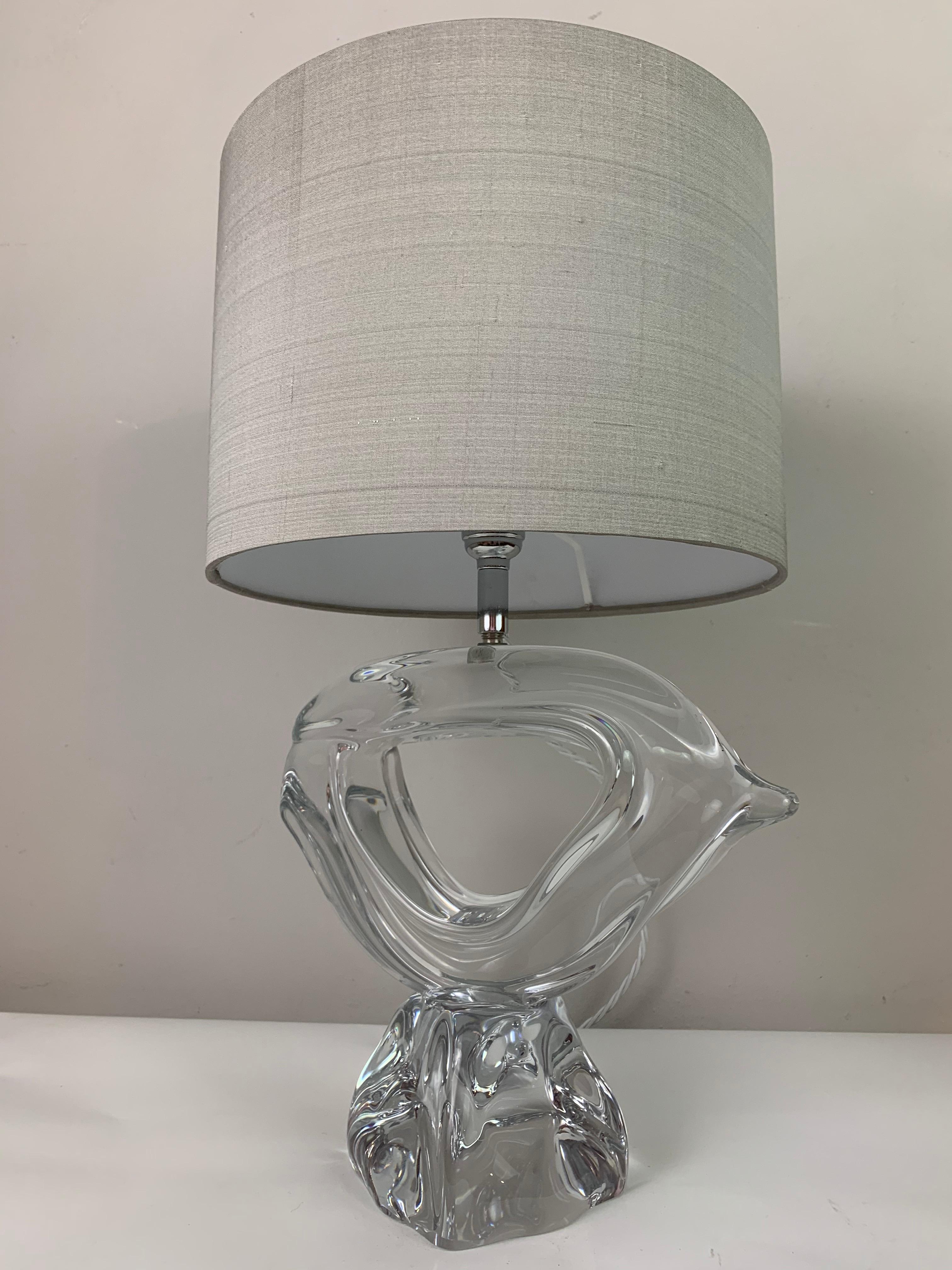 1960s Daum France Crystal Signed Table Lamp Inc Shade 4