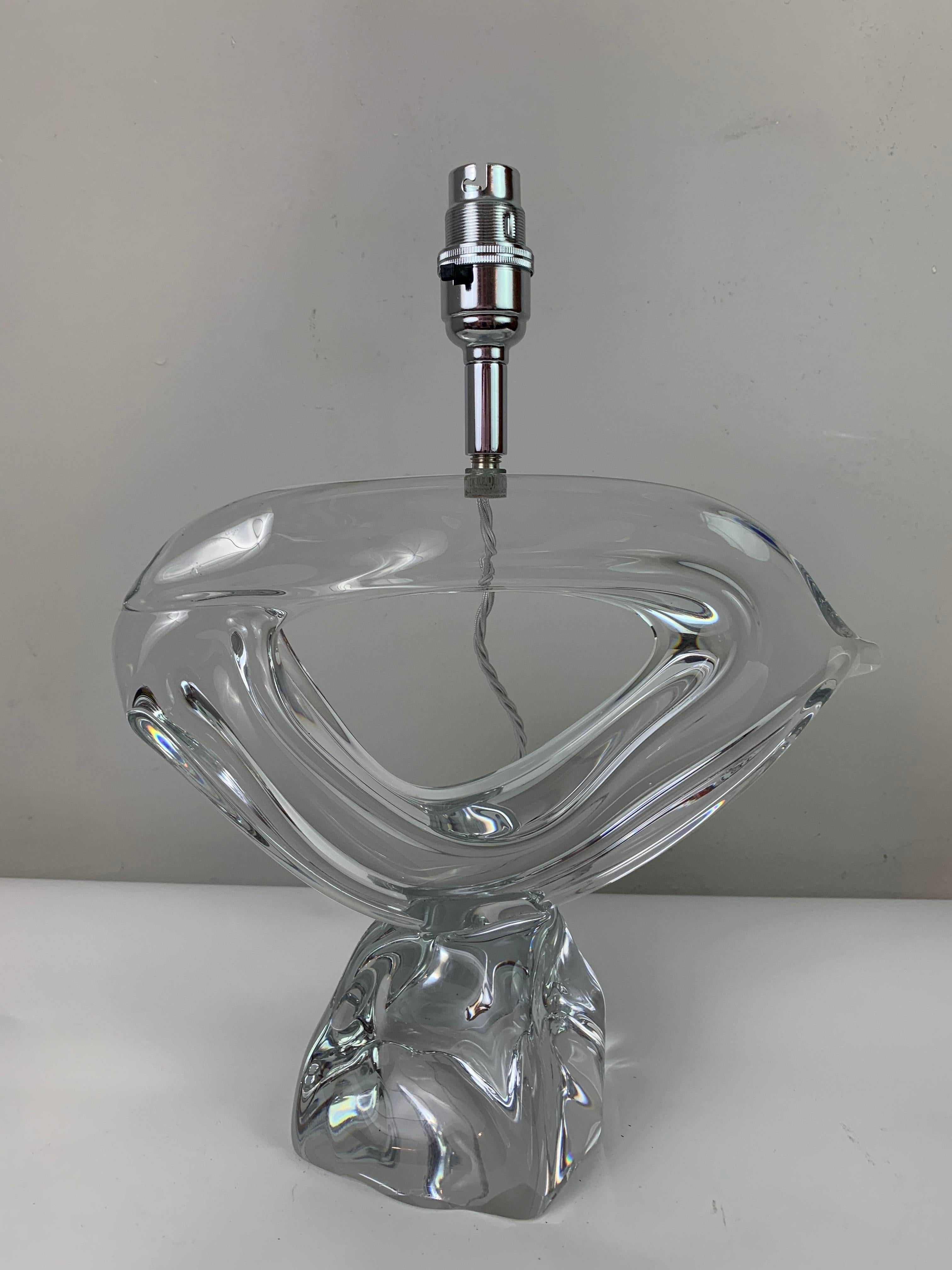 1960s Daum France Crystal Signed Table Lamp Inc Shade 7