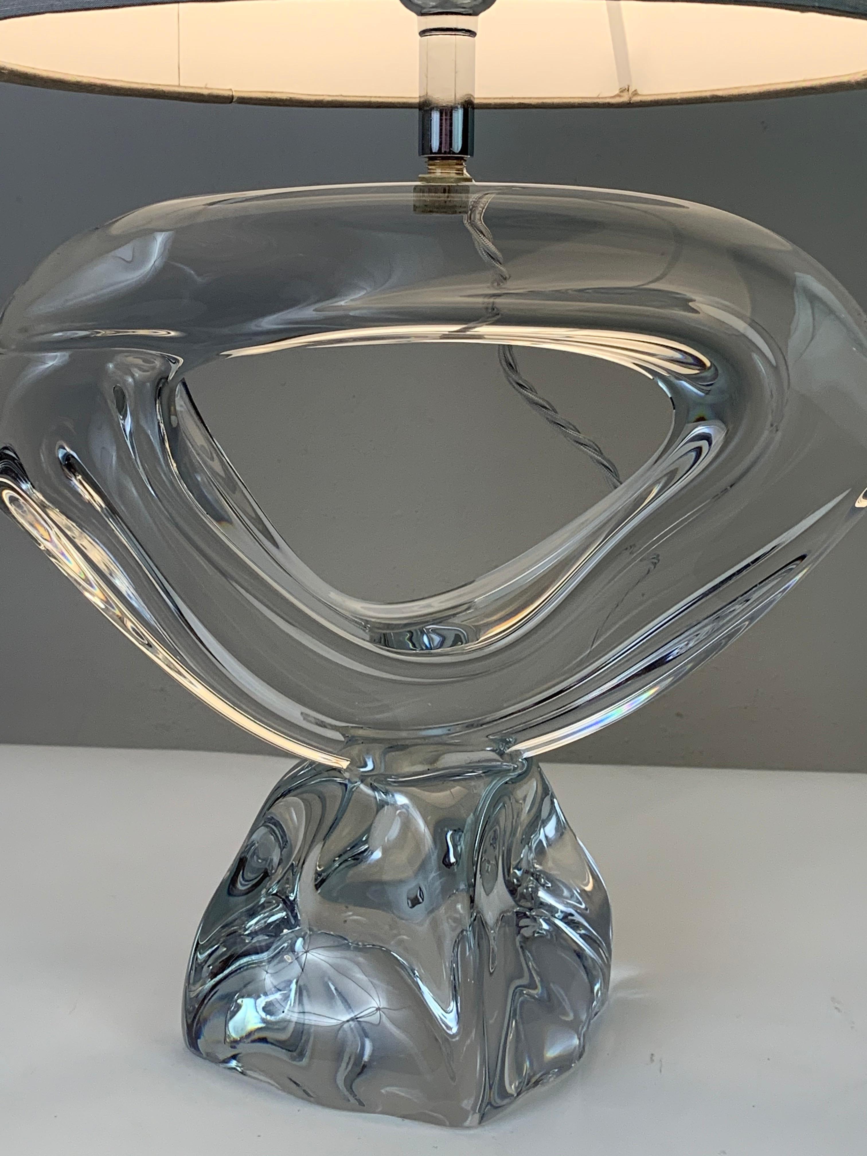1960s Daum France Crystal Signed Table Lamp Inc Shade In Good Condition In London, GB