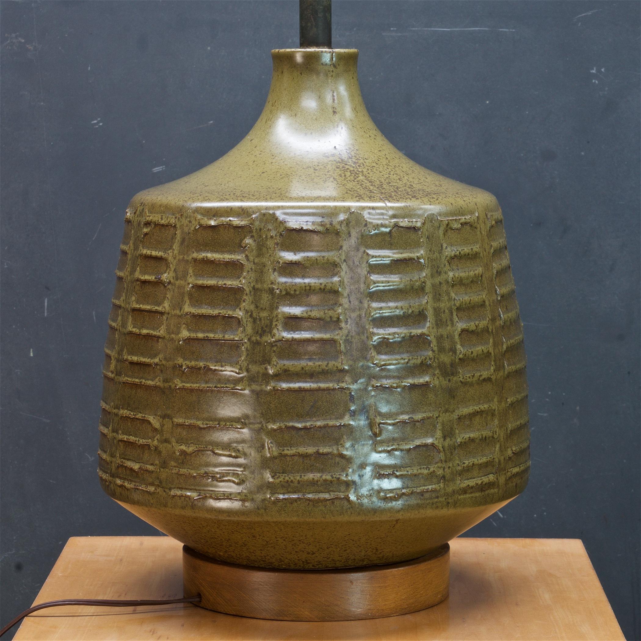Glazed 1960s David Cressey Pro Artisan Stoneware Lamp Mid-Century California Design