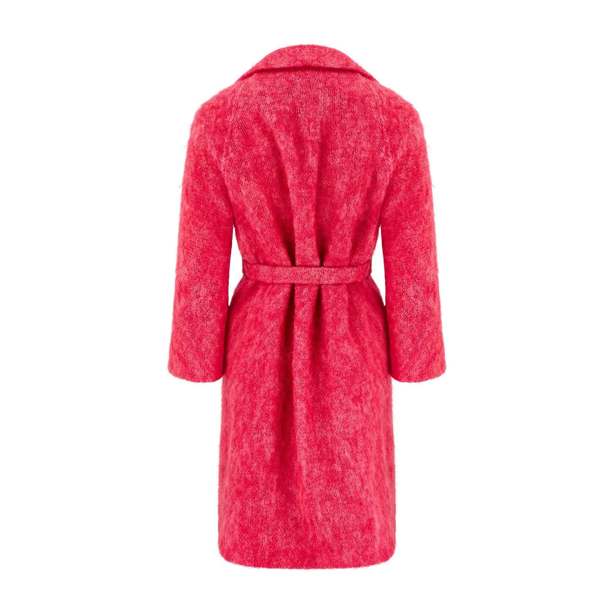 Rosso Cappotto in mohair irlandese fucsia David David Henry del 1960 in vendita