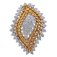 David Webb Broche en or et platine avec diamants des années 1960