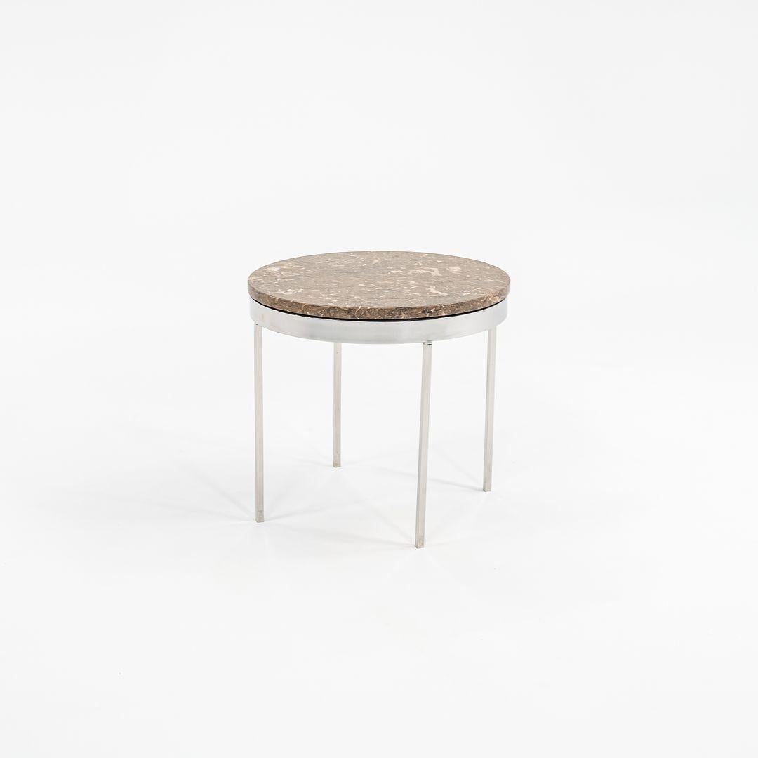Modern 1960s Davis Allen and Gordon Bunshaft Round Side Table Stainless w/ Marble Top For Sale