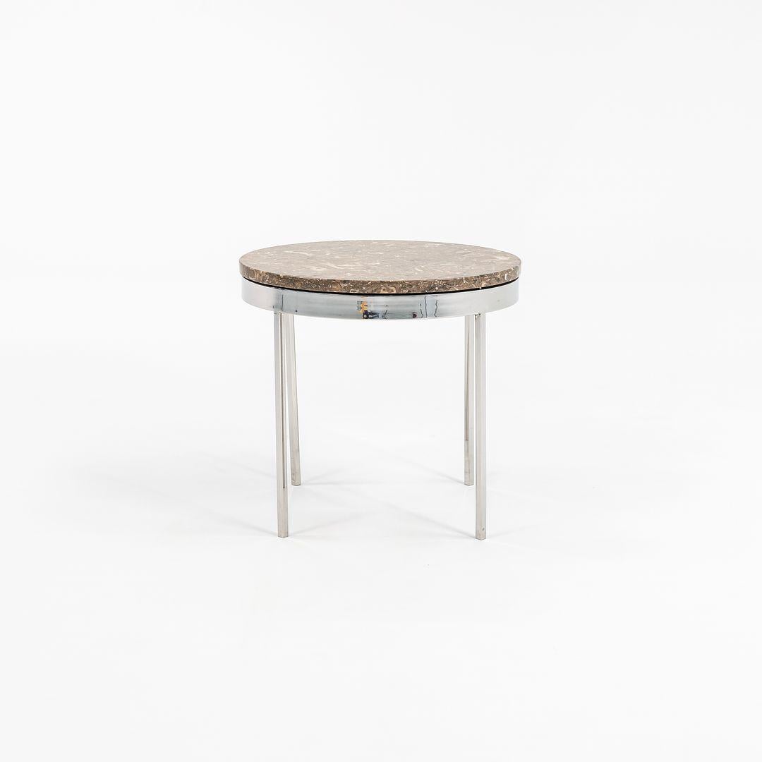 Mid-20th Century 1960s Davis Allen and Gordon Bunshaft Round Side Table Stainless w/ Marble Top For Sale