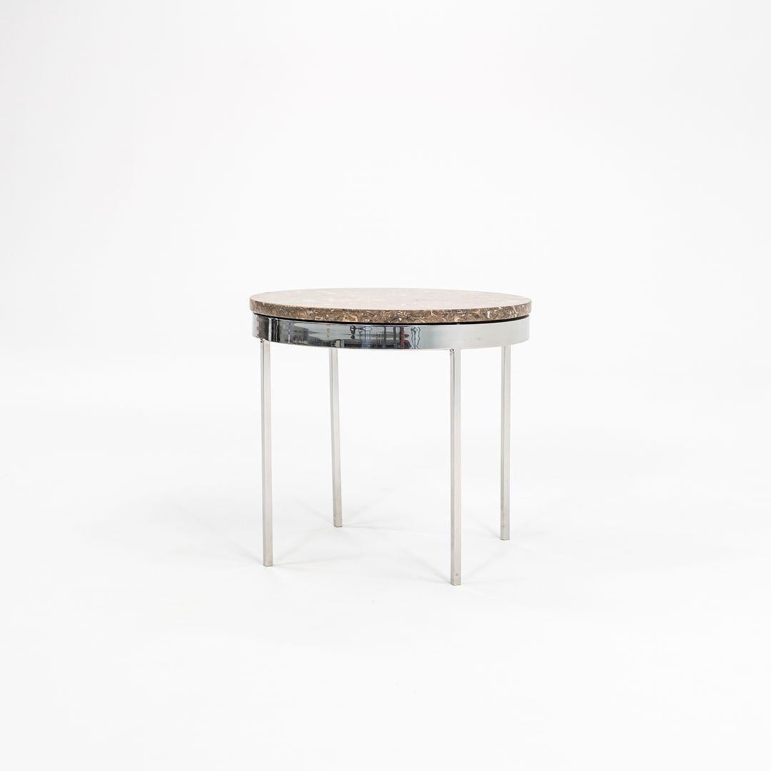 Steel 1960s Davis Allen and Gordon Bunshaft Round Side Table Stainless w/ Marble Top For Sale