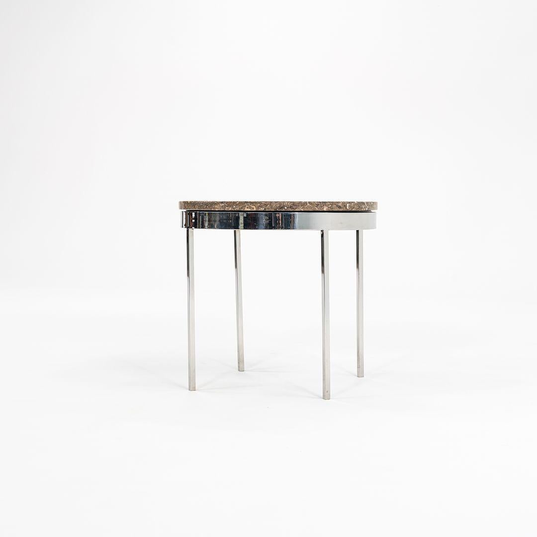 1960s Davis Allen and Gordon Bunshaft Round Side Table Stainless w/ Marble Top For Sale 1