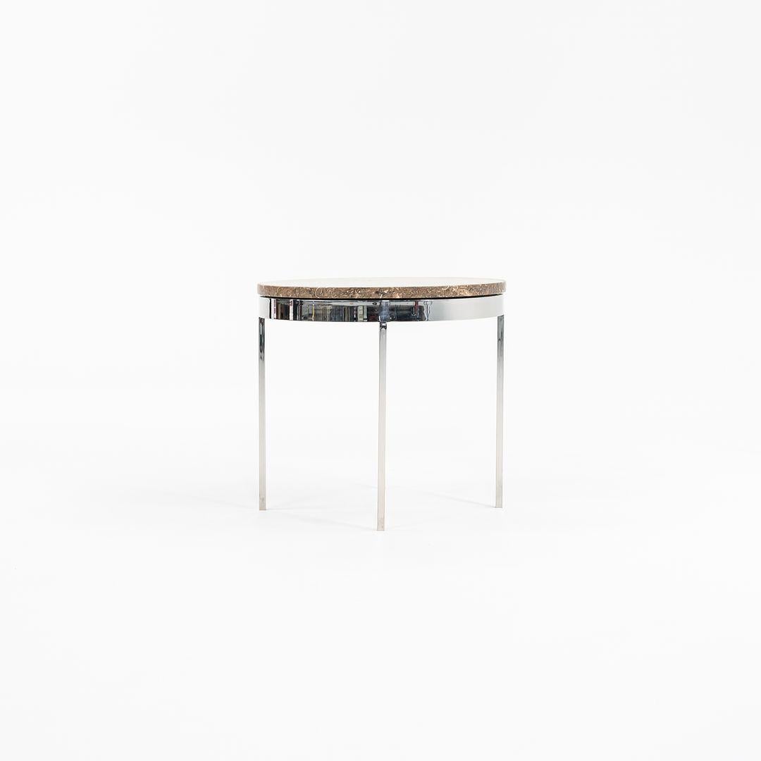 1960s Davis Allen and Gordon Bunshaft Round Side Table Stainless w/ Marble Top For Sale 2