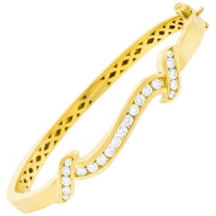 1960s Daytime Diamonds Gold Bangle Bracelet