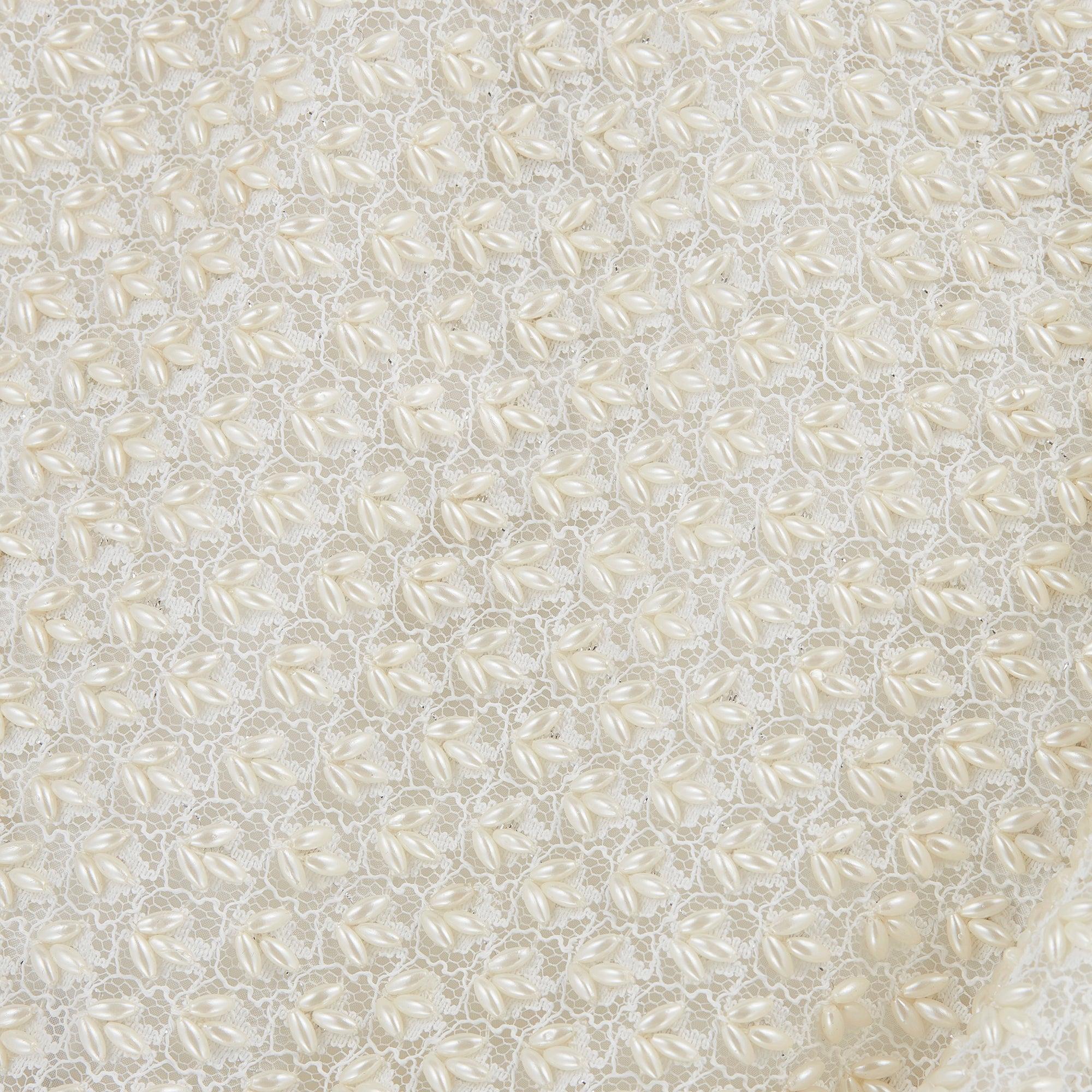 1960 De-Jans Pearl White Beaded Top and Skirt (Haut et jupe en perles) en vente 1