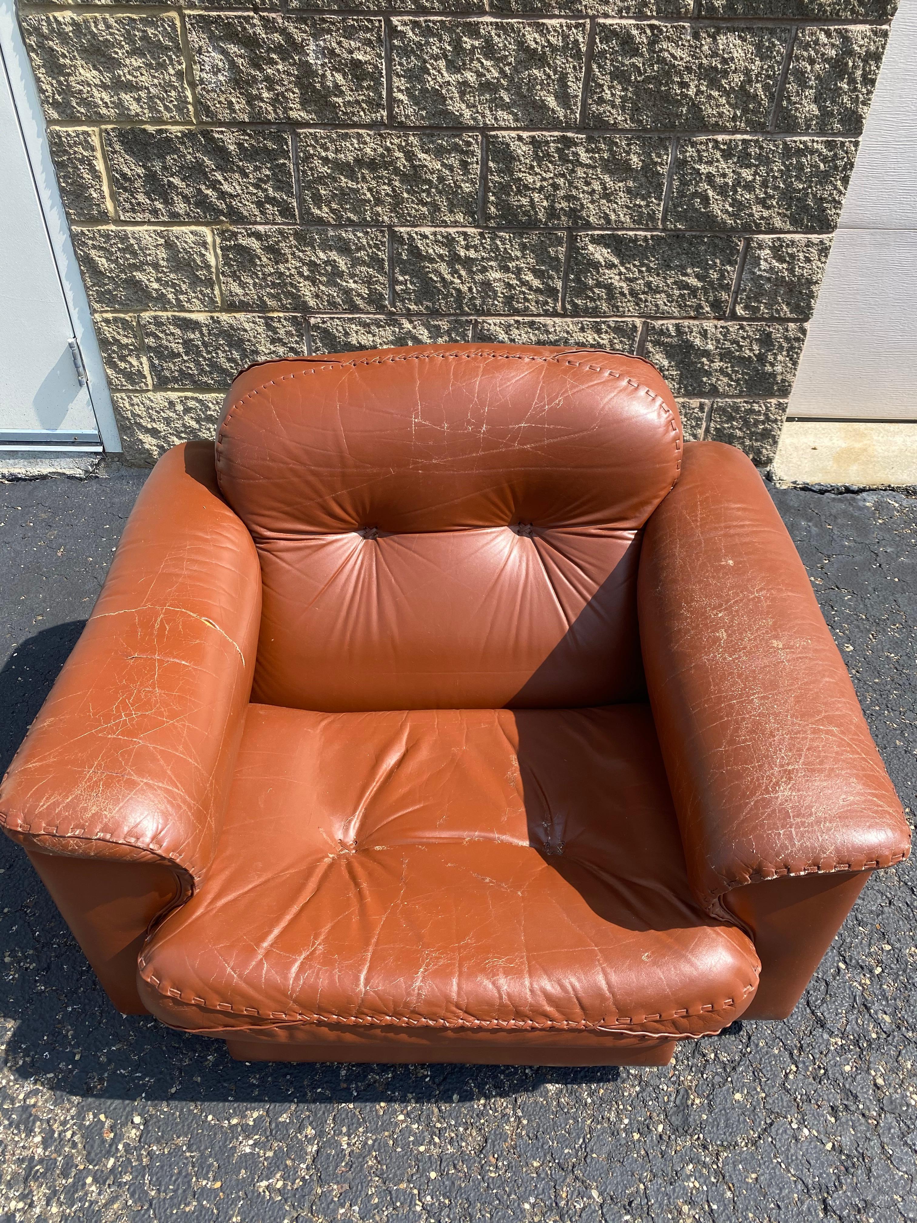 Milieu du XXe siècle De Sede fauteuil de salon en cuir « DS-101 » des années 1960 en vente