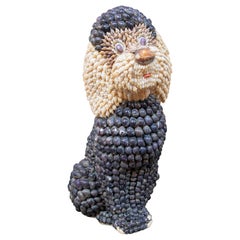 Scultura decorativa per cani degli anni '60 realizzata con conchiglie Nature