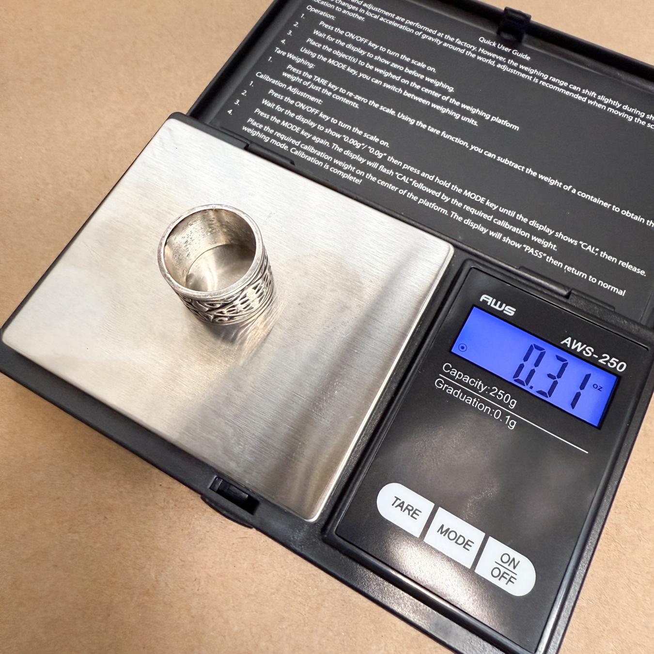 1960s Decorative Silver Patterned Band Ring For Sale 1