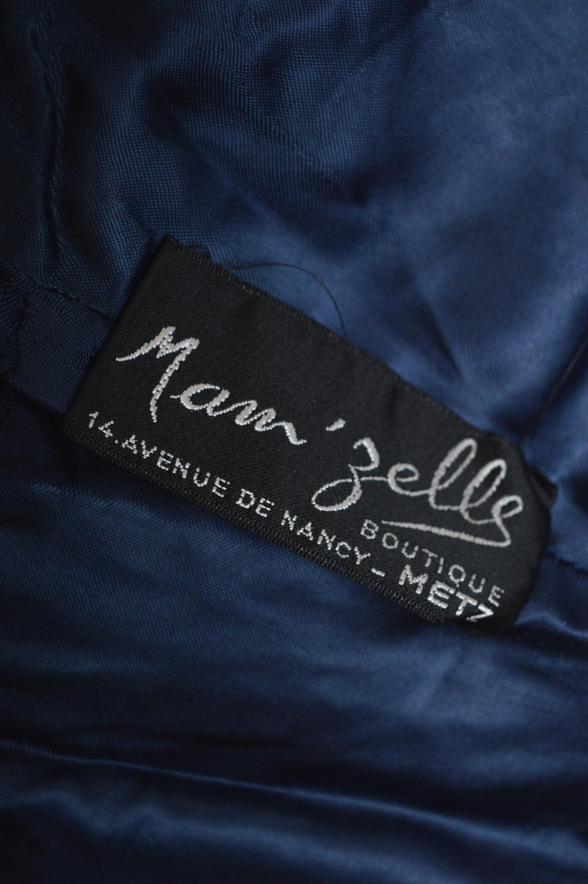 1960’s Deep Blue Curly Sheepskin & Leather Shearling Bomber Jacket - Coat For Sale 9