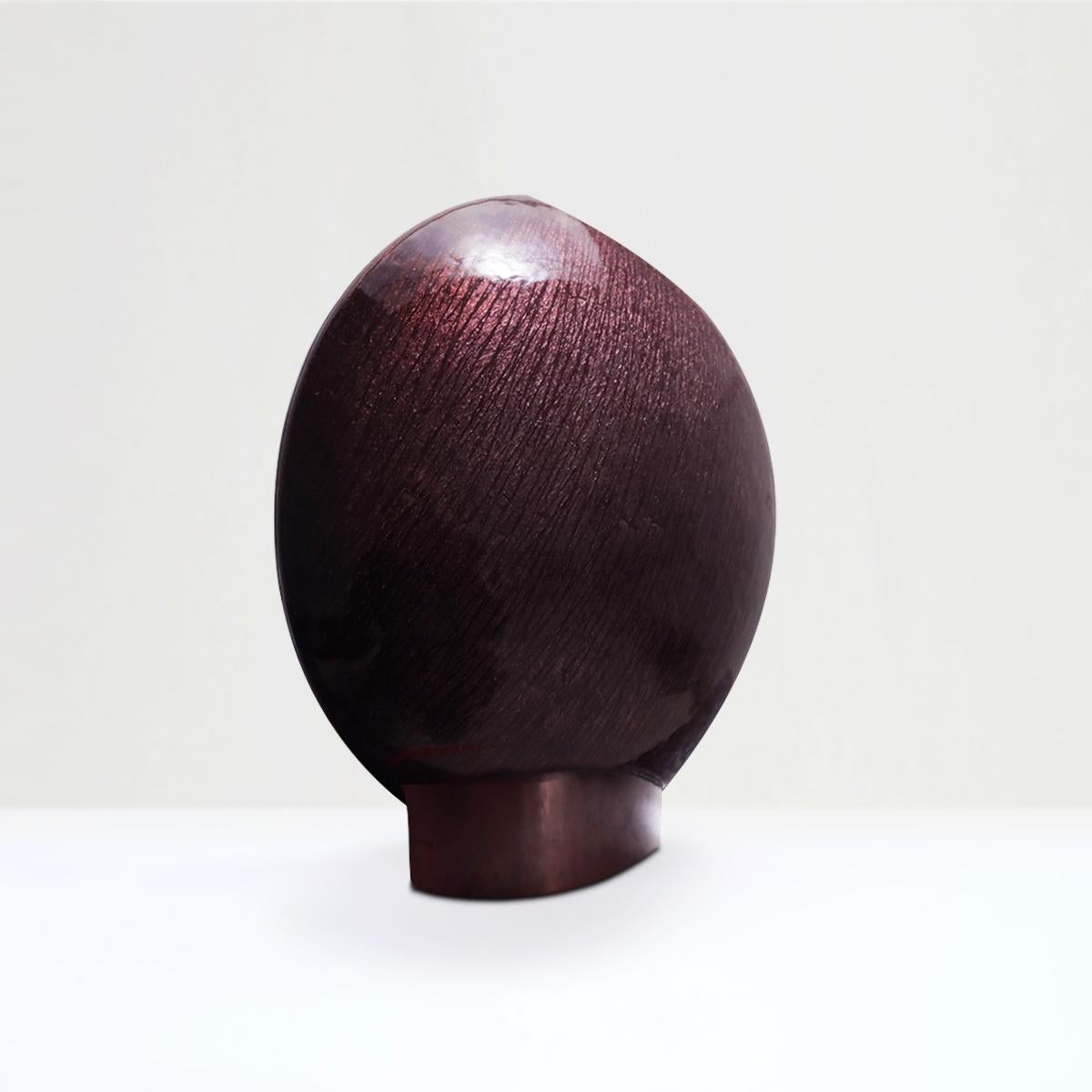 1960s Del Campo Italian bronze and iridescent purple enamel spherical vase  In Good Condition For Sale In Highclere, Newbury