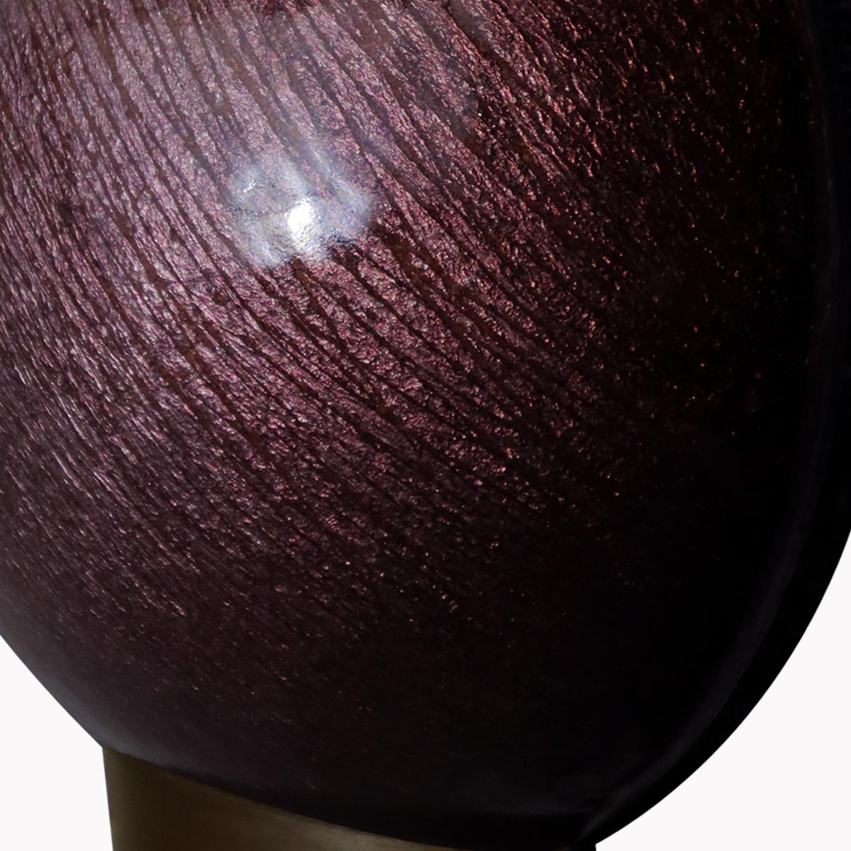 1960s Del Campo Italian bronze and iridescent purple enamel spherical vase  For Sale 1