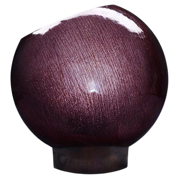 1960s Del Campo Italian bronze and iridescent purple enamel spherical vase  For Sale