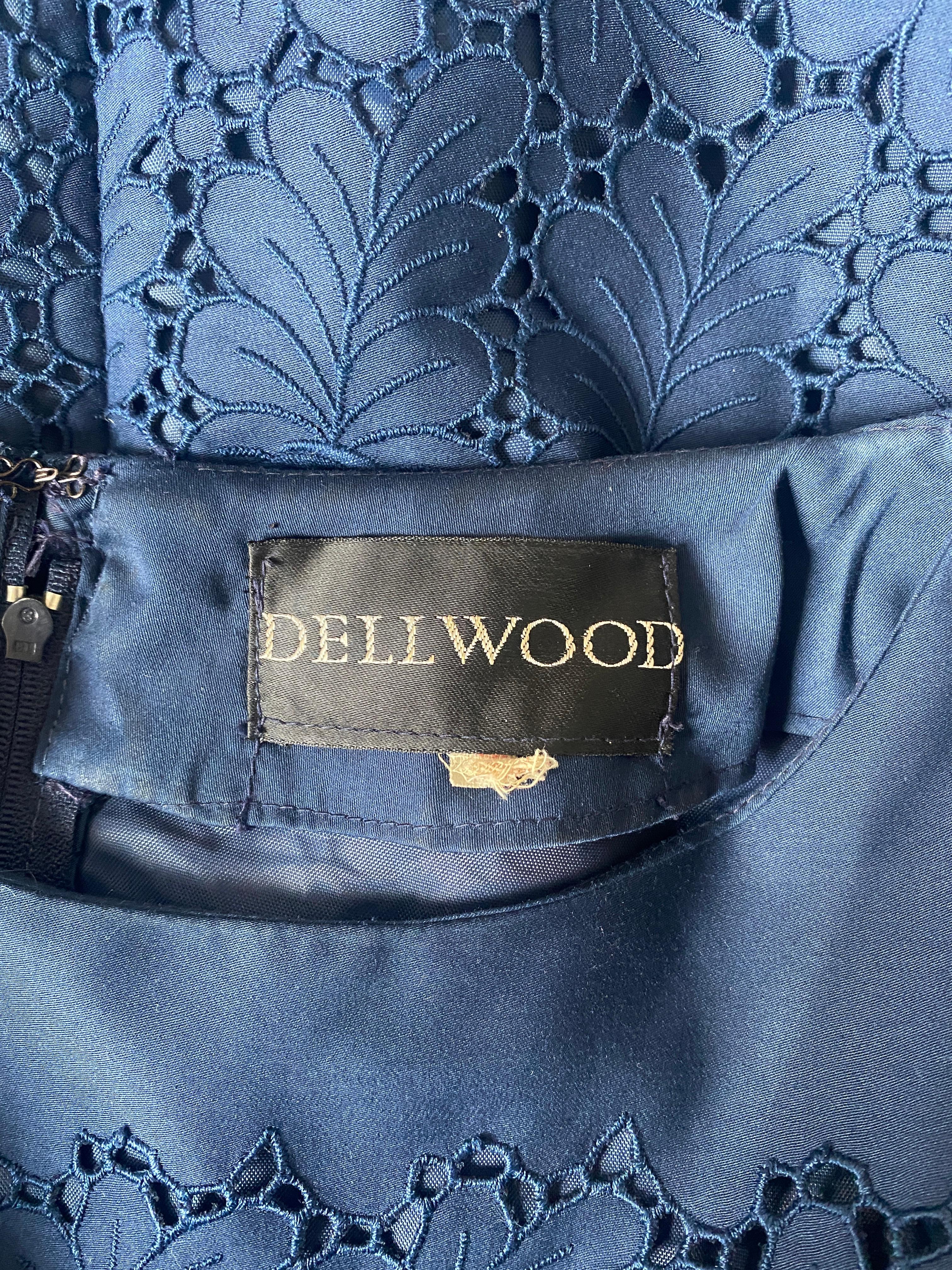 1960s Dellwood Navy Floral Cutout Dress For Sale 2