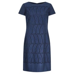 Used 1960s Dellwood Navy Floral Cutout Dress