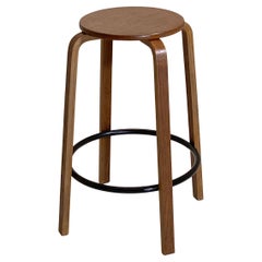 1960's Denmark Bar Stool in Teak with Metal Foot Ring