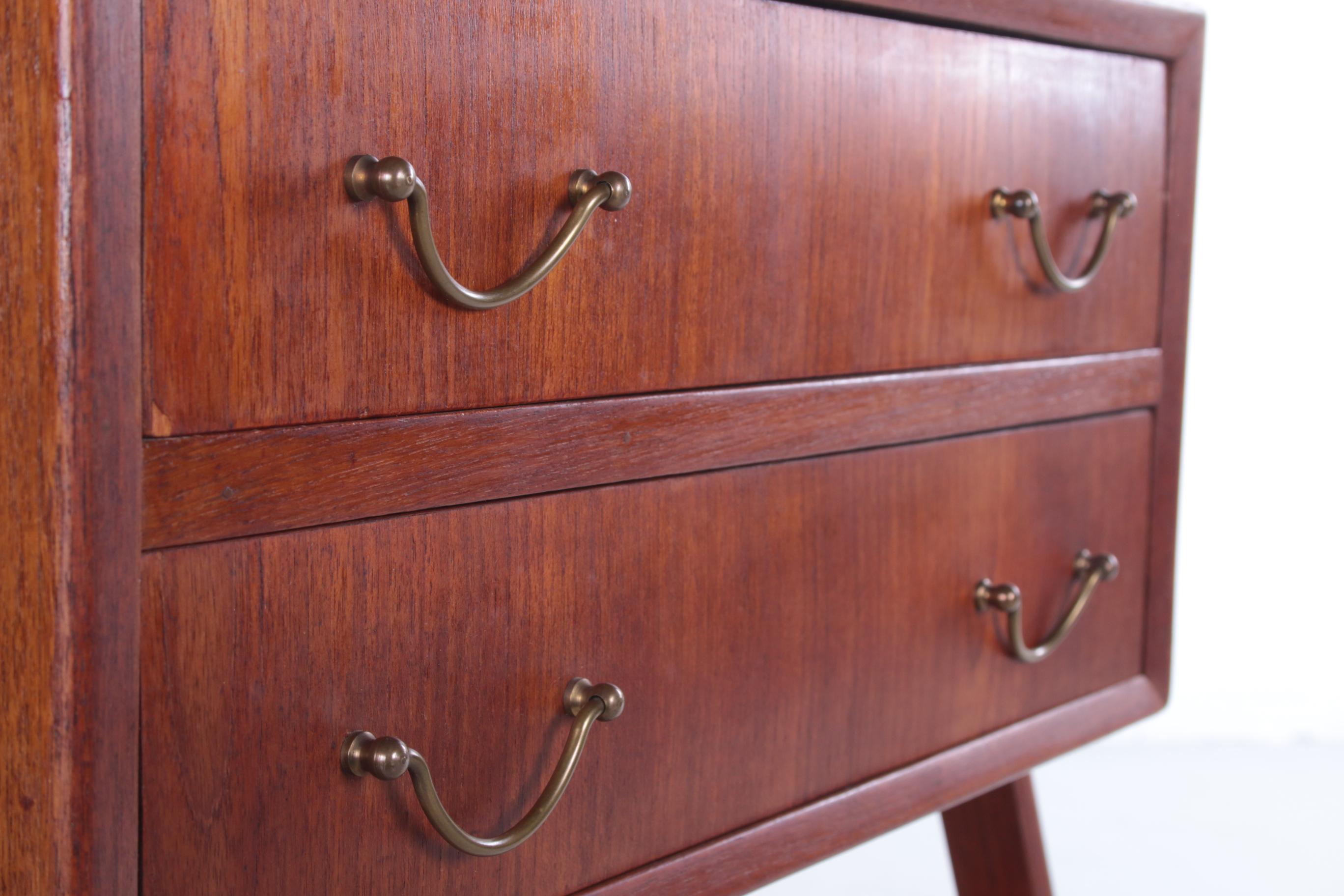 Scandinavian teak Design 2 drawer cabinet with beautiful handles, 1960 For Sale 3