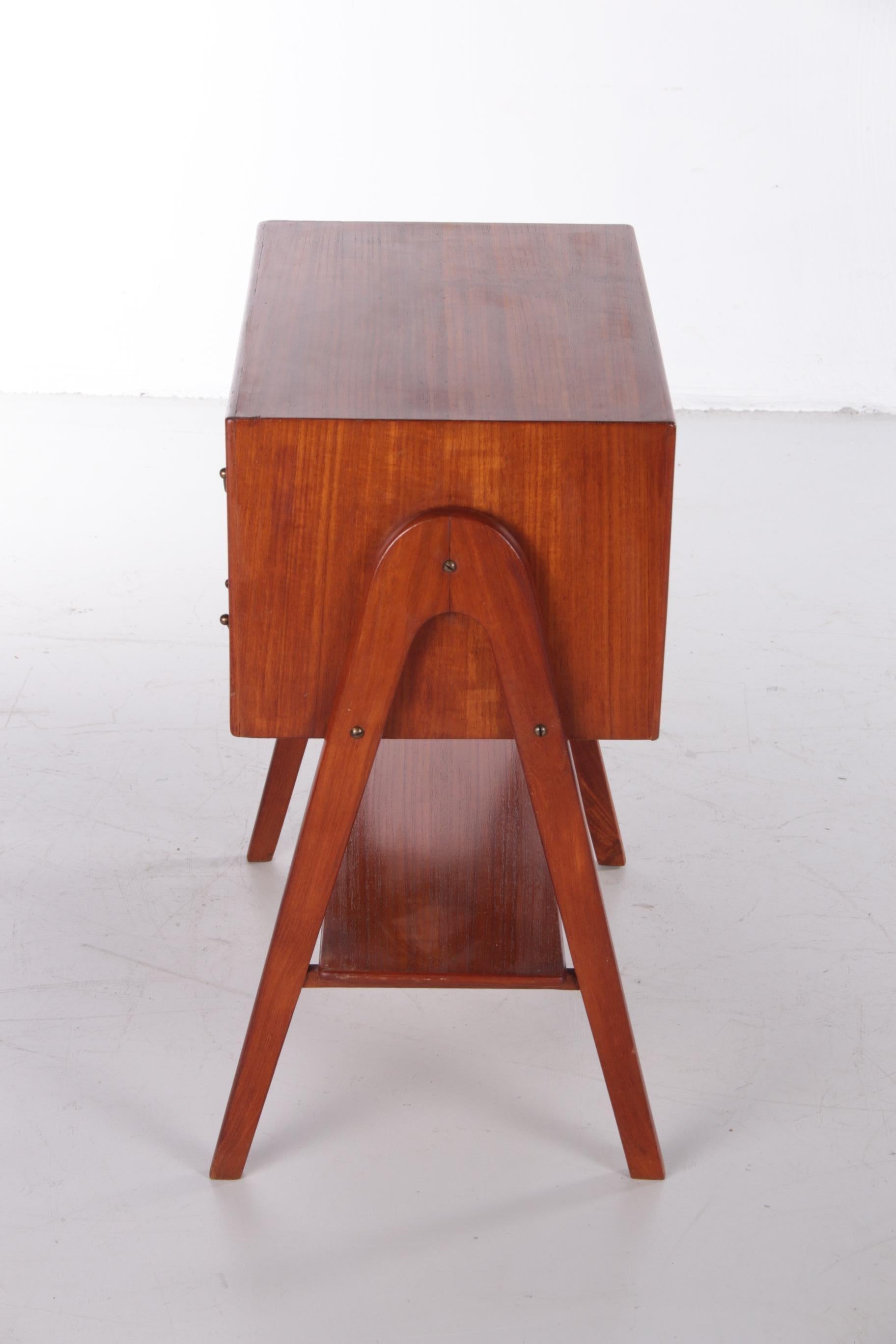 Teak Scandinavian teak Design 2 drawer cabinet with beautiful handles, 1960 For Sale
