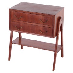 Scandinavian teak Design 2 drawer cabinet with beautiful handles, 1960
