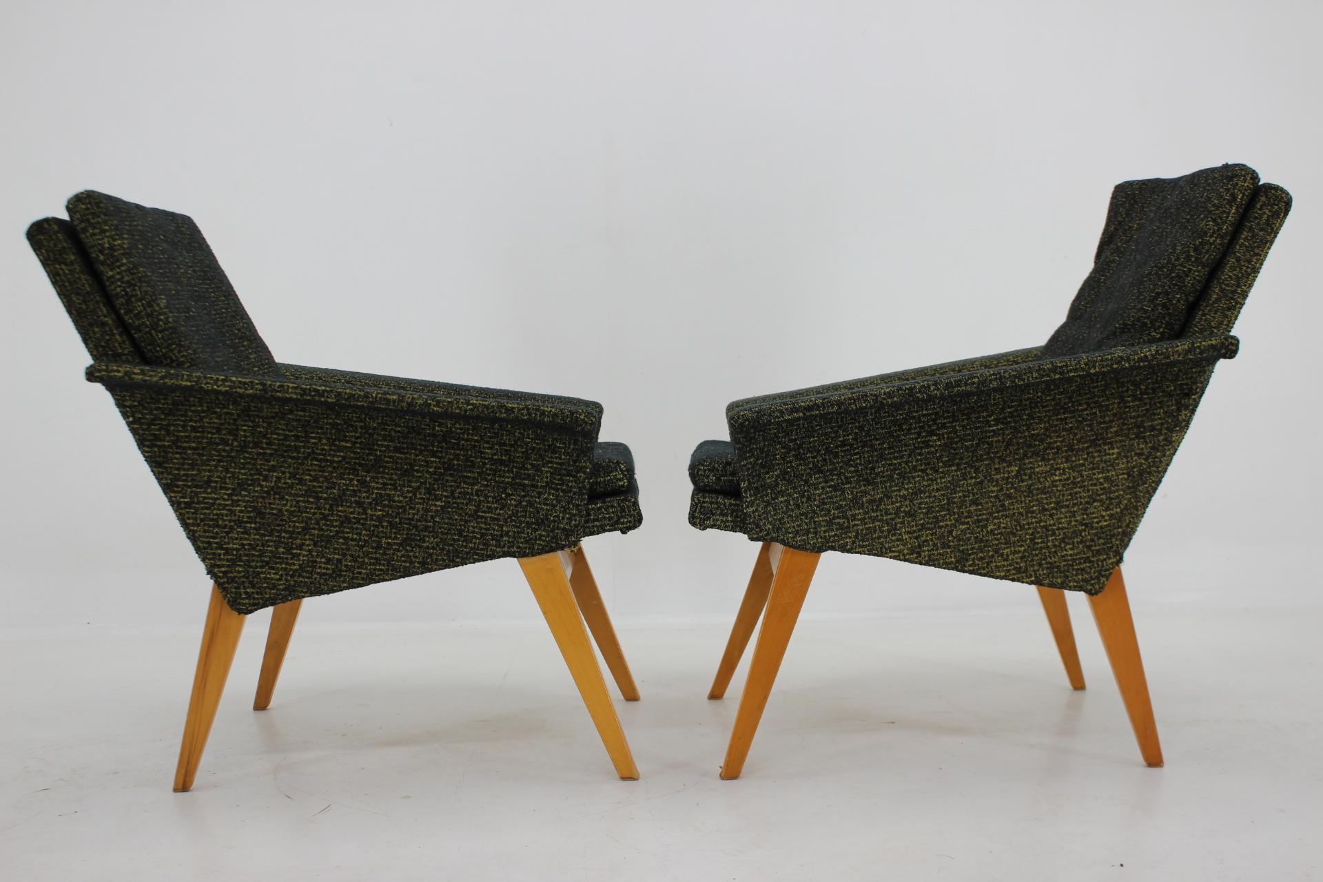 Fabric 1960s Design Armchairs, Czechoslovakia For Sale