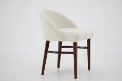 1960s Design Beech Chair in Sheepskin Fabric, Denmark