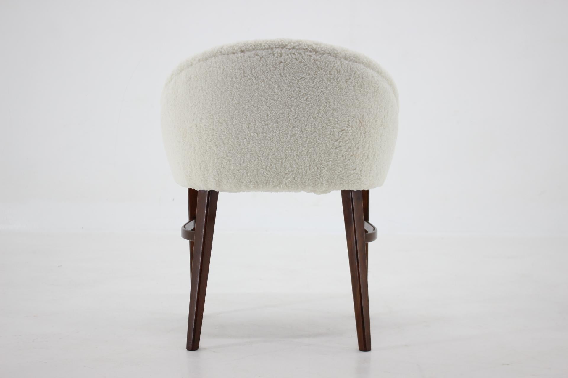 Mid-Century Modern 1960s Design Beech Chair in Sheepskin Fabric, Denmark For Sale