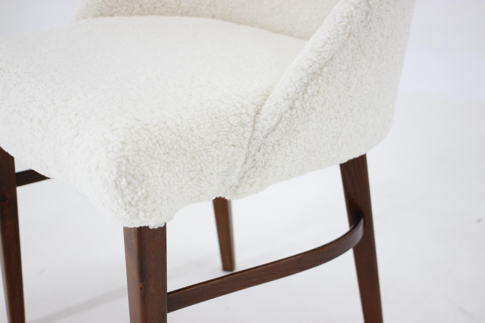 Mid-20th Century 1960s Design Beech Chair in Sheepskin Fabric, Denmark For Sale