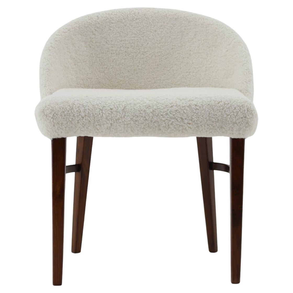 1960s Design Beech Chair in Sheepskin Fabric, Denmark For Sale