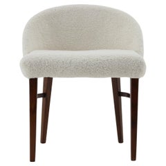 Vintage 1960s Design Beech Chair in Sheepskin Fabric, Denmark